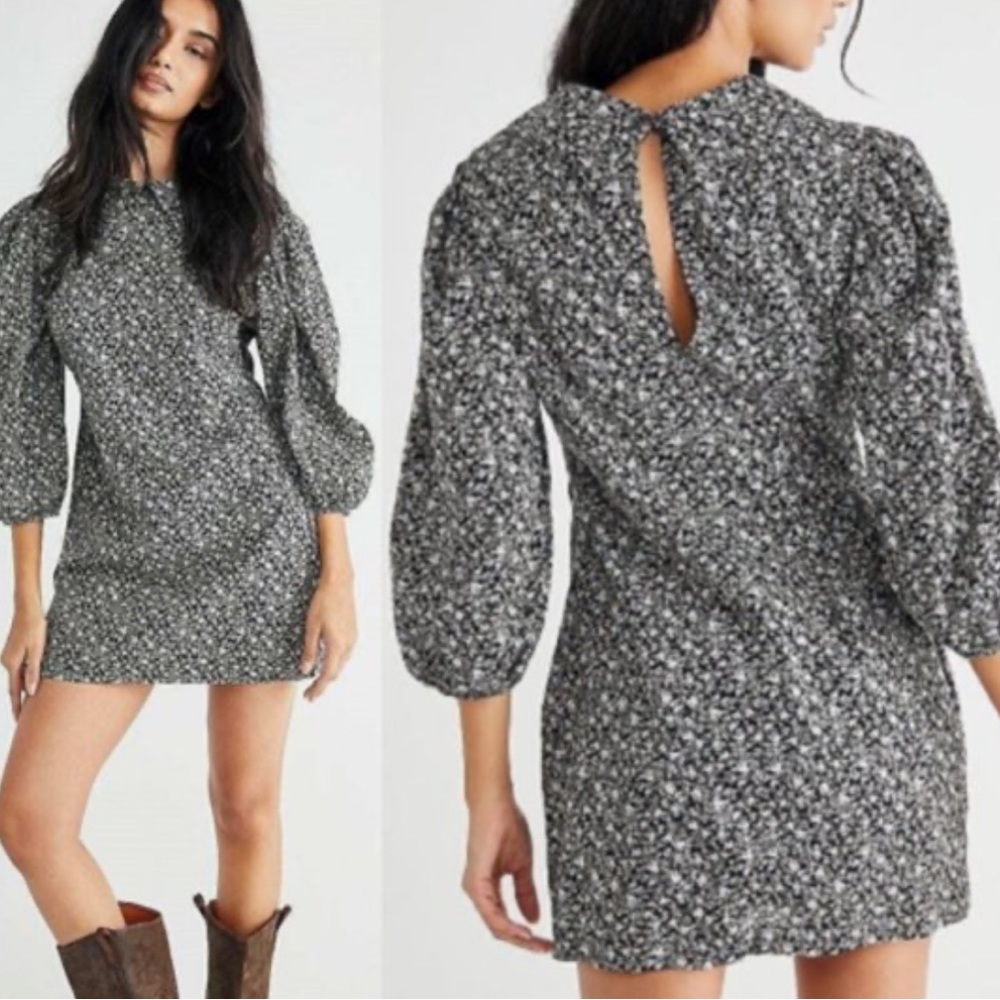 Free People Making Plains Floral Mini Dress Western Boho Prairie Womens 10
